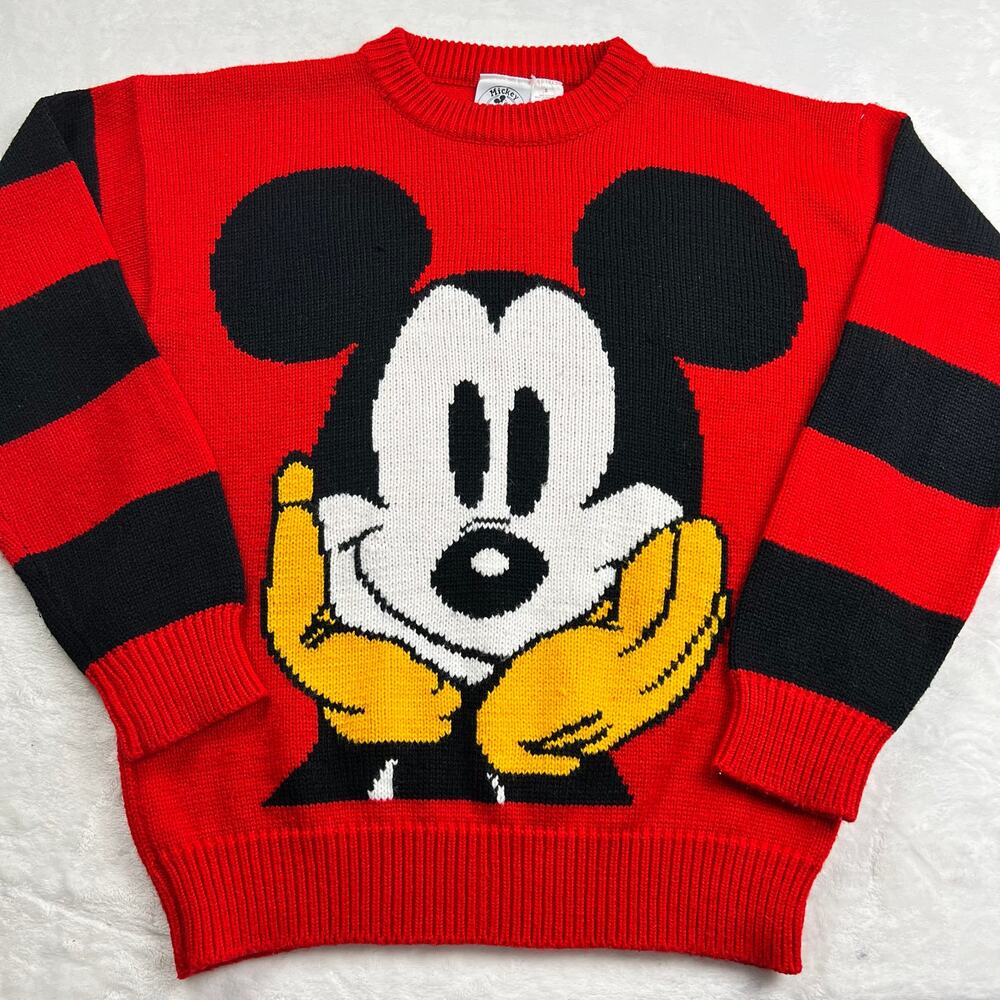 Mickey Co. Vintage Disney Mickey Mouse Large Face Red Sweater Women's size Small